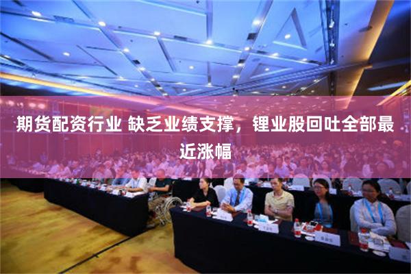 期货配资行业 缺乏业绩支撑，锂业股回吐全部最近涨幅
