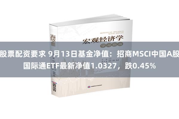 股票配资要求 9月13日基金净值：招商MSCI中国A股国际通ETF最新净值1.0327，跌0.45%