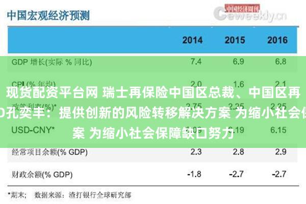 现货配资平台网 瑞士再保险中国区总裁、中国区再保险业务CEO孔奕丰：提供创新的风险转移解决方案 为缩小社会保障缺口努力