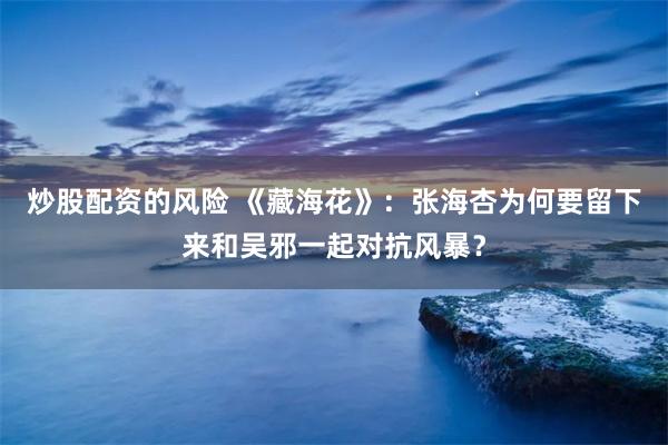 炒股配资的风险 《藏海花》：张海杏为何要留下来和吴邪一起对抗风暴？