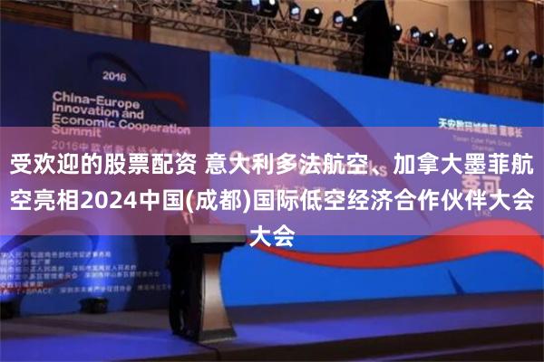 受欢迎的股票配资 意大利多法航空、加拿大墨菲航空亮相2024中国(成都)国际低空经济合作伙伴大会