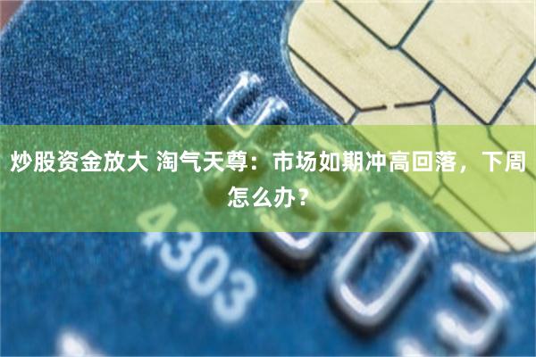 炒股资金放大 淘气天尊：市场如期冲高回落，下周怎么办？