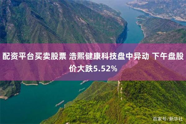 配资平台买卖股票 浩熙健康科技盘中异动 下午盘股价大跌5.52%
