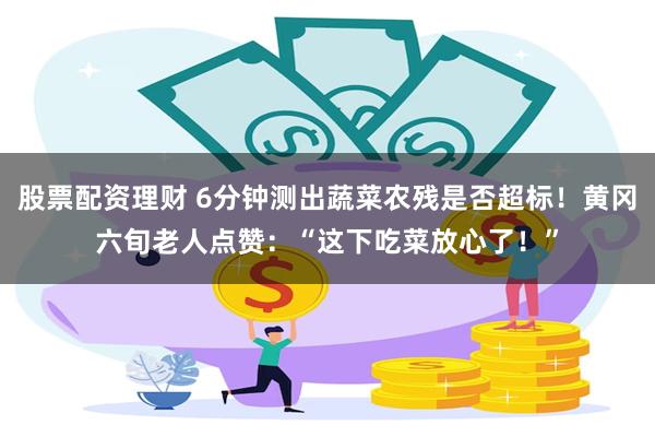 股票配资理财 6分钟测出蔬菜农残是否超标！黄冈六旬老人点赞：“这下吃菜放心了！”