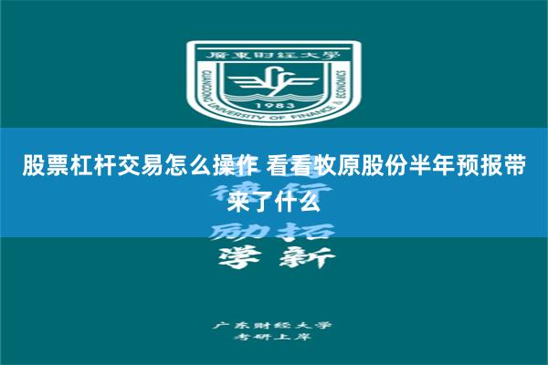 股票杠杆交易怎么操作 看看牧原股份半年预报带来了什么