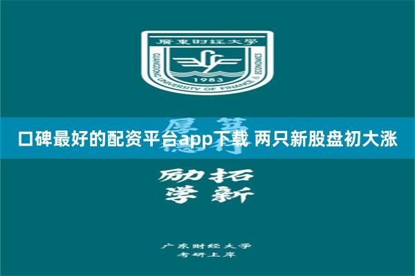 口碑最好的配资平台app下载 两只新股盘初大涨