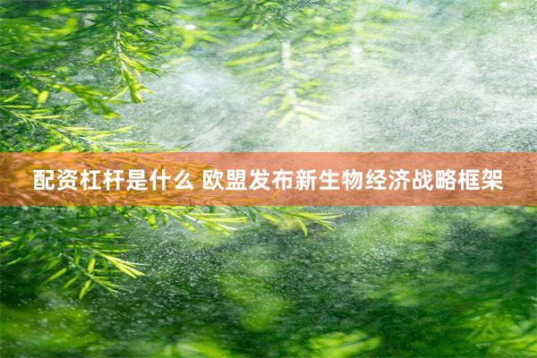 配资杠杆是什么 欧盟发布新生物经济战略框架